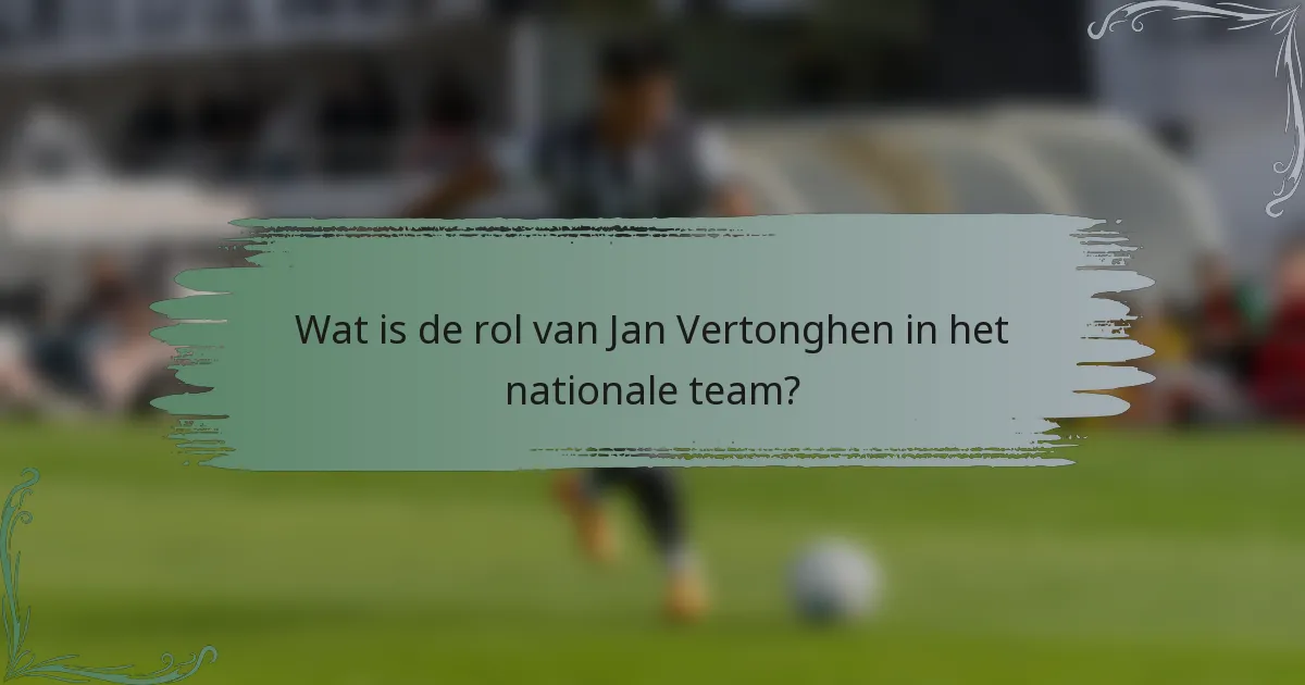 Wat is de rol van Jan Vertonghen in het nationale team?